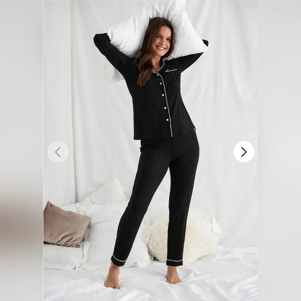 Pretty You London Sustainable Bamboo Pajama Set in Black Size US 4 & 6 NWT - Picture 1 of 15